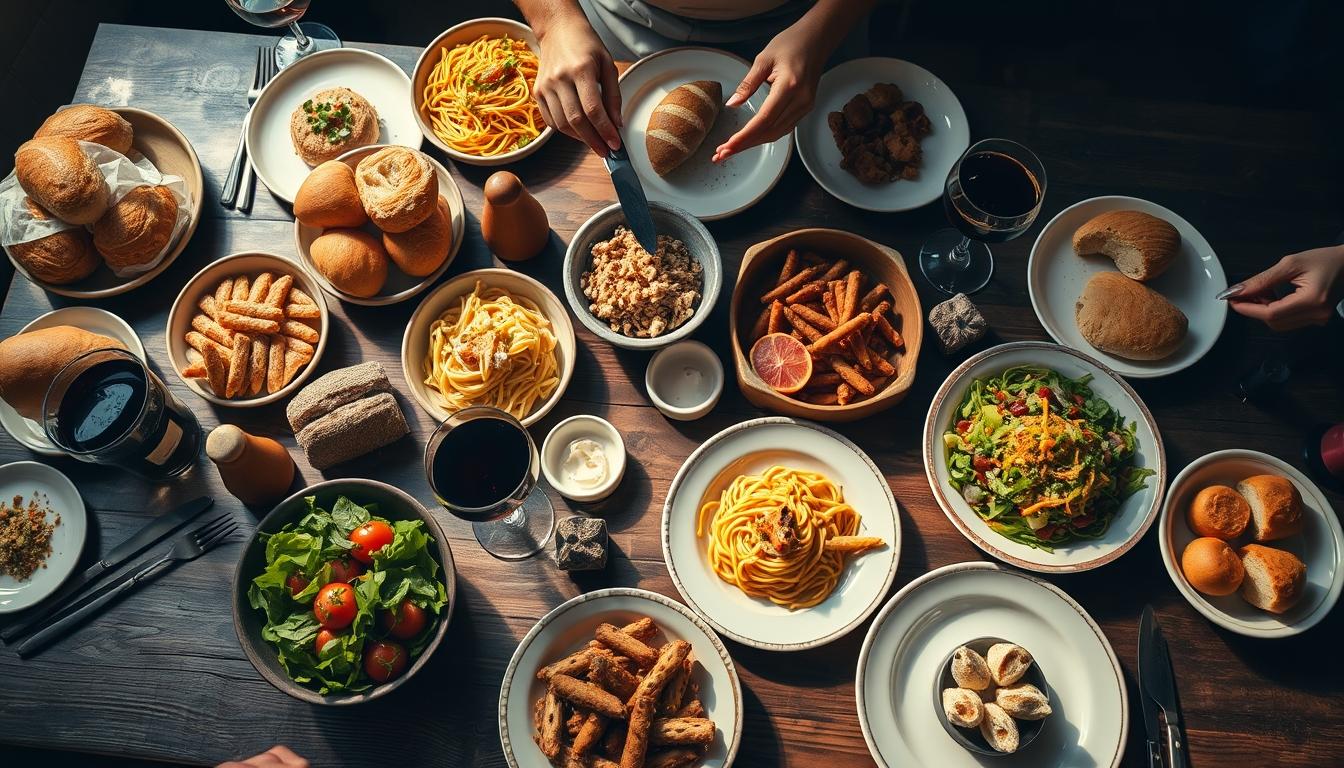 Balanced healthy meal prepared in a home kitchen